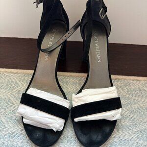 Stuart Weitzman Black Suede Block Heels – Size 9